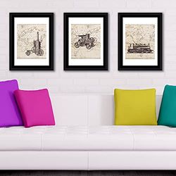 Walplus History of transportation Wall Art Frame, Vinyl, Multi-Colour, 42.6 x 32.6 x 1.5 cm