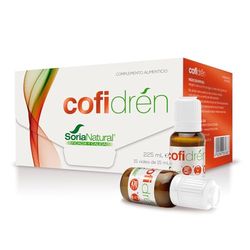 Soria Natural Cofidrén - Favorece la Eliminación de Líquidos - Favorecen el Drenaje Renal - Con Rabos de Cereza, Café Verde Descafeinado, Vara de Oro y Diente de León - Caja con 15 viales de 15 ml