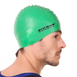 Viva Sport Swimming Cap | Färg: Grön | storlek: En storlek | för män och pojkar | Material: Silikon | Inte för hårt | Lämplig för simning | Tuck Stray Hair Underneath Cap
