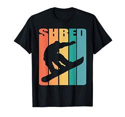 Snowboard Retro 70s Picture Silhouette Regalo Snowboard Maglietta