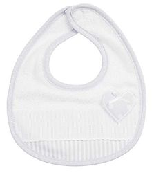 FILET - Terry Cotton Bib with Aida Cloth to Emboider and Velcro, White and Gray