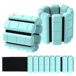 TOPESCT pesi per polsi e cavigliere indossabili set di 2 (0,5 kg/0,9 kg ciascuno),braccialetti regolabili con pesi per allenamento di forza,camminata,corsa,pilates,jogging,yoga (Turquoise, 1lb/each)