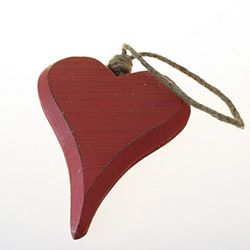 Houten harten rood om op te hangen - 3 stuks - ca. 20cm - 44557