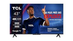 TCL 43V6B 43 inch, 4K Ultra HD, HDR TV, ondersteunt door Google TV (Dolby Audio, Motion Clarity, spraakbediening, compatibel met Google Assistant, Chromecast ingebouwd