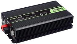 Green Cell® 2000W/4000W 12V a 220V/230V Onda sinusoidal modificada Inversor de Corriente DC AC Power Inverter Transformador de Voltaje para Coche Camion con Puerto USB y Pinzas de conexión a batería