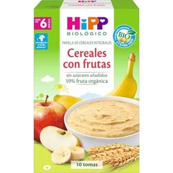 HiPP Biológico - Papilla de Cereales Integrales con Frutas - Pack x 6 cajas de 250 gr - Apta a partir de 6 meses - Sin lactosa, Sin Proteína de la Leche de Vaca y Sin azúcares