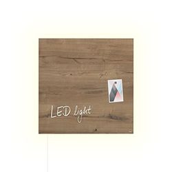 SIGEL GL405 Lavagna magnetica in vetro premium, superficie lucida, 48 x 48 cm, con LED, montaggio facile, marrone, Artverum