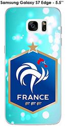 Beschermhoes voor Samsung Galaxy S7 Edge, Design Voetbal Frankrijk, Achtergrond blauw