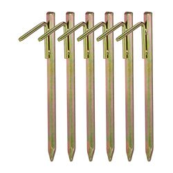 Relaxdays Set da 6 Picchetti per Tende, per Terreni Duri, Accessorio da Campeggio, L: 30 cm, Acciaio Zincato, Dorato