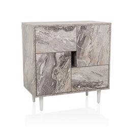 hjh LIVING Cómoda con cajones y Puertas LYKKJA Mueble de almacenaje para salón Dormitorio Pasillo, 72x39,5x77 cm, Blanco/mármol