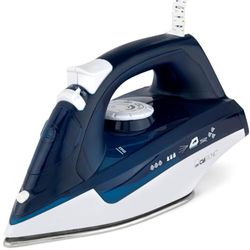 Clatronic DB 3704 Stoomstrijkijzer met 7 functies, speciale roestvrijstalen zool, traploze temperatuurregeling, inschakelbare zelfreinigende functie, donkerblauw/wit