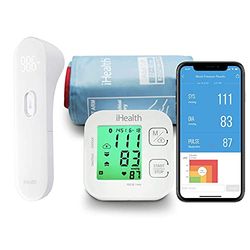 Kit iHealth no-touch thermomètre frontal, thermomètre infrarouge numérique et ihealth Track - Tensiomètre Bras pour Mesure Tension Artérielle, Pouls