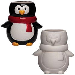 Baker Ross AX349 Penguin Keramische Bloempotten - Doos Met 2, Voor Kinderen Om Hun Eigen Bloemenpot Te Versieren En Vervolgens Planten Te Laten Groeien.