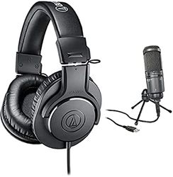 Audio-Technica M20x Headphone & AT2020USB+ Microphone - Perfect for Streaming, Gaming, Podcasts and Home Studio