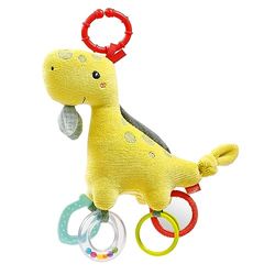 Fehn Juguete de actividades Dino, Juguete de motricidad con anillo de sujeción, Juguete para bebés con elementos de agarre, Juguete para agarrar y descubrir, Peluche para bebés y niños pequeños