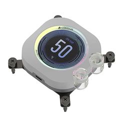 Corsair XC7 RGB ELITE LCD CPU Water Block - 480x480 IPS LCD Screen - 31 RGB LEDs - USB-C - Fits Intel® LGA 1700, AMD® AM5 and older - White