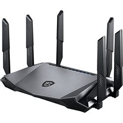 MSI RadiX AX6600 WiFi 6 Tri-Band Gaming Router - Fast WLAN up to 6600 Mbps (5GHz, 2.4GHz Wireless), AI QoS Priority, MU-MIMO, Beamforming, WPA3, 2.5G WAN/LAN & 4 x 1G LAN Ports