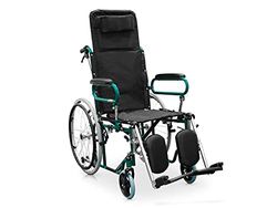 QUIRUMED Fauteuil roulant inclinable avec appui-tête, Siège 46 cm, Léger, Pliable, Pliage, Accoudoirs pliables, Roues anti-bascule, Freins à main et à levier Noir