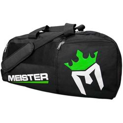Meister ventilerad konvertibel duffel/ryggsäck gymväska – idealisk handbagage – svart/elektrisk grön, svart med elektrisk grön, 66 cm x 30 cm x 30 cm