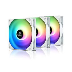 ENERMAX HF120 RGB da Tre Ventole PWM Performance da 120 mm, Velocità 500 - 1600 RPM, 27 dBA, Bianco, 120mm x 25mm, Bassa Rumorosità, Dodici LED RGB programmabili, Scatola di controllo RGB inclusa