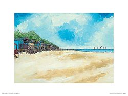 The Art Group Stuart Roy (Summer Beach Huts III) -Art Print 30 x 40cm