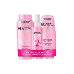 L'Oréal Paris Elvital Glycolic Gloss Kit de brillance miroir avec shampooing, après-shampoing et sérum sans rinçage