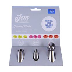 PME NZ1011 Jem Nozzles Set - Cupcakes Collectie, Pack van 3, roestvrij staal