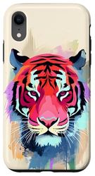 Abstract Brush Tiger Face Color Splash Art Case for iPhone XR