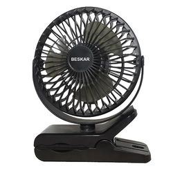 BESKAR 6 Inch Clip on Fan, 3 Speeds Small Fan with Strong Airflow, Clip & Desk Fan USB Plug in with Sturdy Clamp - Ultra Quiet operation for Office Dorm Bedroom Stroller