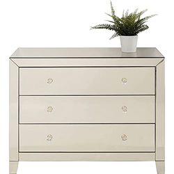 Kare Luxury Champagne Comò con 3 Cassetti, Beige (Argento), 73.5 x 91 x 41 cm