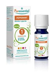 Puressentiel Organic Peppermint Essential Oil 10ml - 100 % Pure & Natural, Vegan - Aromatherapy - Massage & Bath - Herbal plant scented oil – Undiluted, assured traceability