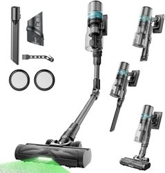 Proscenic P16 Aspiradora sin Cable Potente 50Kpa 550W Aspirador Escoba Vertical con Tubo Flexible, Antienredo 65 Mins para Alfombra Pelos de Mascota
