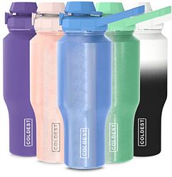 Coldest Shaker Flaschenmixer für Protein-Shaker-Flasche, Shaker-Becher für Proteinmischungen mit isoliertem Chug Deckel, Valentinstagsgeschenke für Sie und Ihn (1,0 l, galaktischer blauer Glitzer)