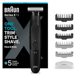 Braun REGOLABARBA UOMO e RASOIO ELETTRICO BARBA E Capelli Series X, Testina Flessibile Con lama 4D A Due Direzioni E Protezione SkinShield, 45 Minuti Di Utilizzo Senza Fili, Idea Regalo, XT3200