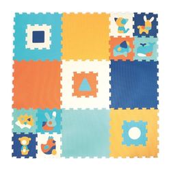 LUDI - Dalles épaisses en Mousse - Tapis de Sol Géant pour bébé - Puzzle aux Motifs géométriques et Animaux - Dès 10 Mois