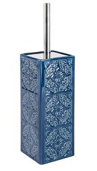 WENKO WC-Porte brossee Mod. Cordoba | Accessoire WC en céramique bleu avec brosse WC design | Brosse WC fermée et hygiénique | DIM (l x h x p) 9,5 x 35 x 9,5 cm | Céramique élégante