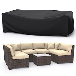 Fundas para Muebles de Jardín de 242x162x100 cm, Tela Oxford Impermeable 600D Resistente al Desgarro para Muebles de Jardín, con Salida de aire, Hebillas y Cordón para Muebles de Ratán