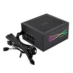 Aerocool LUXPRORGB1000M, Semi-Modulaire RGB 1000W Voeding, 80Plus Gold +90%, Japanse Condensatoren, APFC 14cm FDB Ventilator, ATX 3.0 en PCIe 5.0, ARGB Compatibel, 5 Jaar Garantie, Zwart