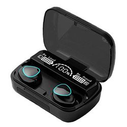 Canjerusof Bluetooth Earbuds TWS draadloze hoofdtelefoon, waterdichte in-ear oordopjes, M10, hoofdtelefoon, 9D, stereo, sporthoofdtelefoon met microfoon, oplaadbox, zwart
