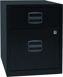 Bisley Home Mobiele bijzetkast PFA, 1 universele lade, 1 HR-lade, metaal, 633 zwart, 40 x 41,3 x 52,8 cm