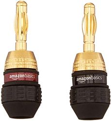 Amazon Basics Masculino a fêmea fechado cavilha conector tipo banana, 6 pares, pacote de 12, preto