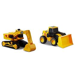 CATERPILLAR, Excavadora 30cm L&S Tough Power Vehículos de construcción, Color Amarillo (AJ 82268) + , Cargadora 30cm L&S Tough Power Vehículos de construcción, Color Amarillo (AJ 82267)