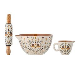 Bloomingville Bryn bakset, stengods, brun, Ø 21 x H12/L22,5 x Ø 4,5/H7,5 x Ø 9 cm, uppsättning med 3