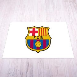 Licensed Décor Tapis FC Barcelone – Taille M (125 cm (l) x 100 cm (H) – Blason en Couleur sur Blanc