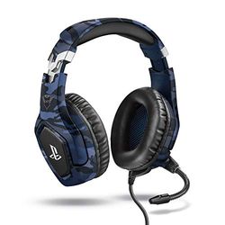 Trust Gaming Cascos PS4 y PS5 Auriculares de Gaming GXT 488 Forze-B, Licencia Oficial para Playstation, Micrófono Plegable, Altavoces Activos de 50 mm, Cable Trenzado de Nailon de 1.2 m, Azul