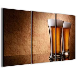 Stampe su Tela Afbeelding Beer III Modern doek uit 3 panelen, kant-en-klaar ingelijst, canvas, klaar om op te hangen, 90 x 60 cm