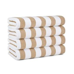 Arkwright Lot de 4 Serviettes de Plage à Rayures 100% Coton pour Piscine, Bain (76,2 x 152,4 cm, Beige)