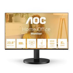 AOC 24B3CF2 - Moniteur 24 pouces Full HD, haut-parleur, réglable en hauteur (1920x1080, 100 Hz, HDMI, USB-C (65W PD), hub USB), noir