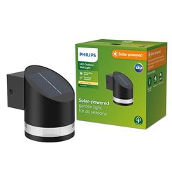 Philips Vynce, Applique murale solaire d'extérieur, ronde, 1,5 W, 2700 K, noire, IP44 résistante aux intempéries