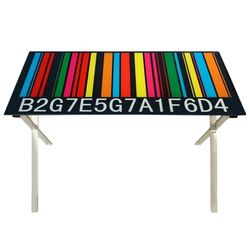 DRW Bureau coloré avec Plateau en Verre trempé de 8 mm, 120 x 70 x 75 cm, Multicolore, 120x70x75 cm